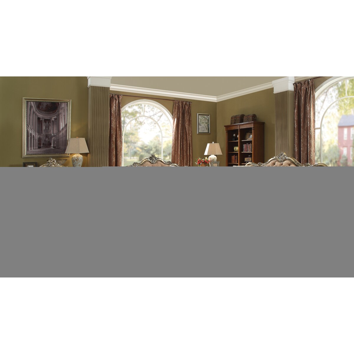 0 Causeuse capitonnée à boutons en chêne vintage