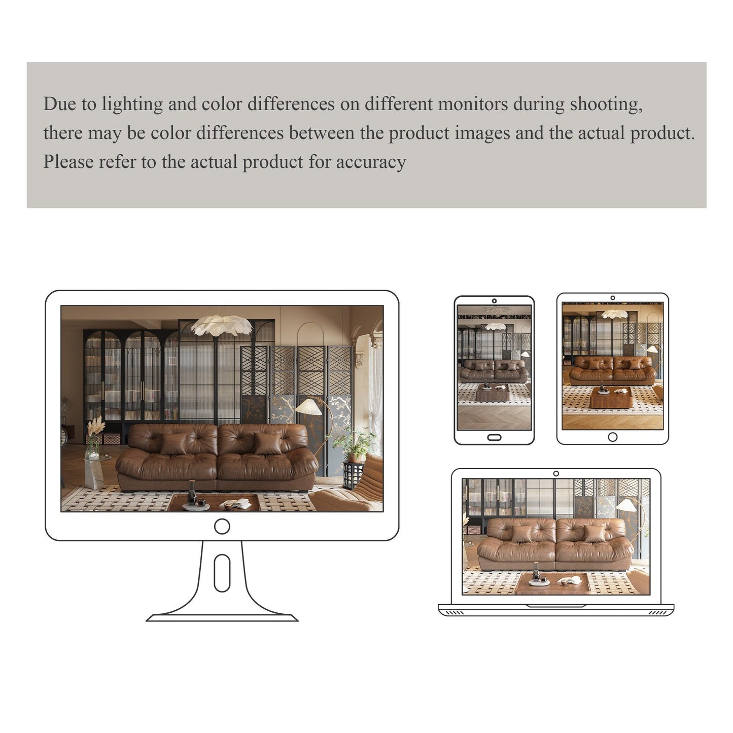 Canapé 3 places en cuir et plumes style milieu de siècle 102,4 - 110,2 x 31,9