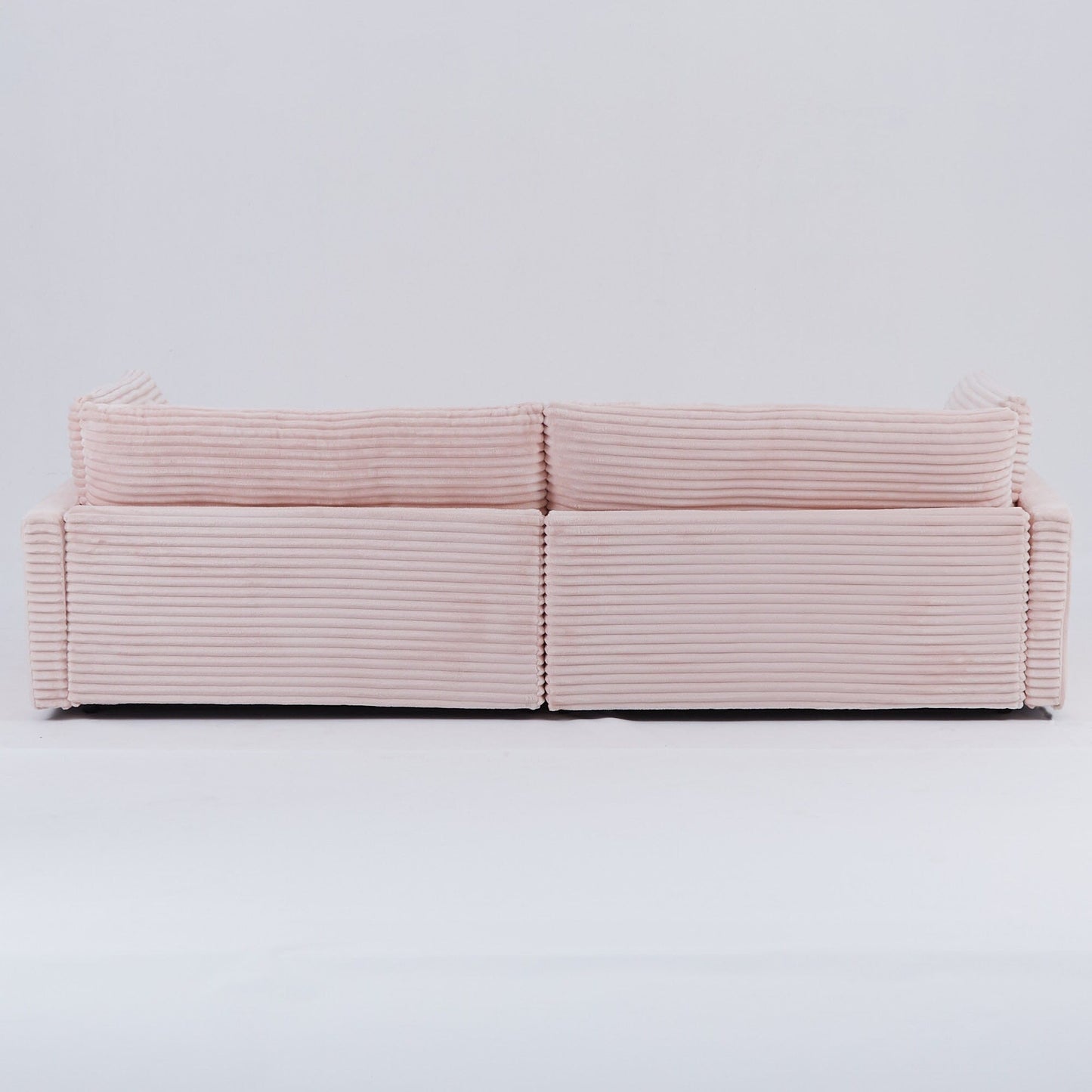 Canapé en velours côtelé noir de 112 pouces : deux coussins décoratifs, quatre dossiers, ouvrant un nouveau style pour l'espace décontracté du salon