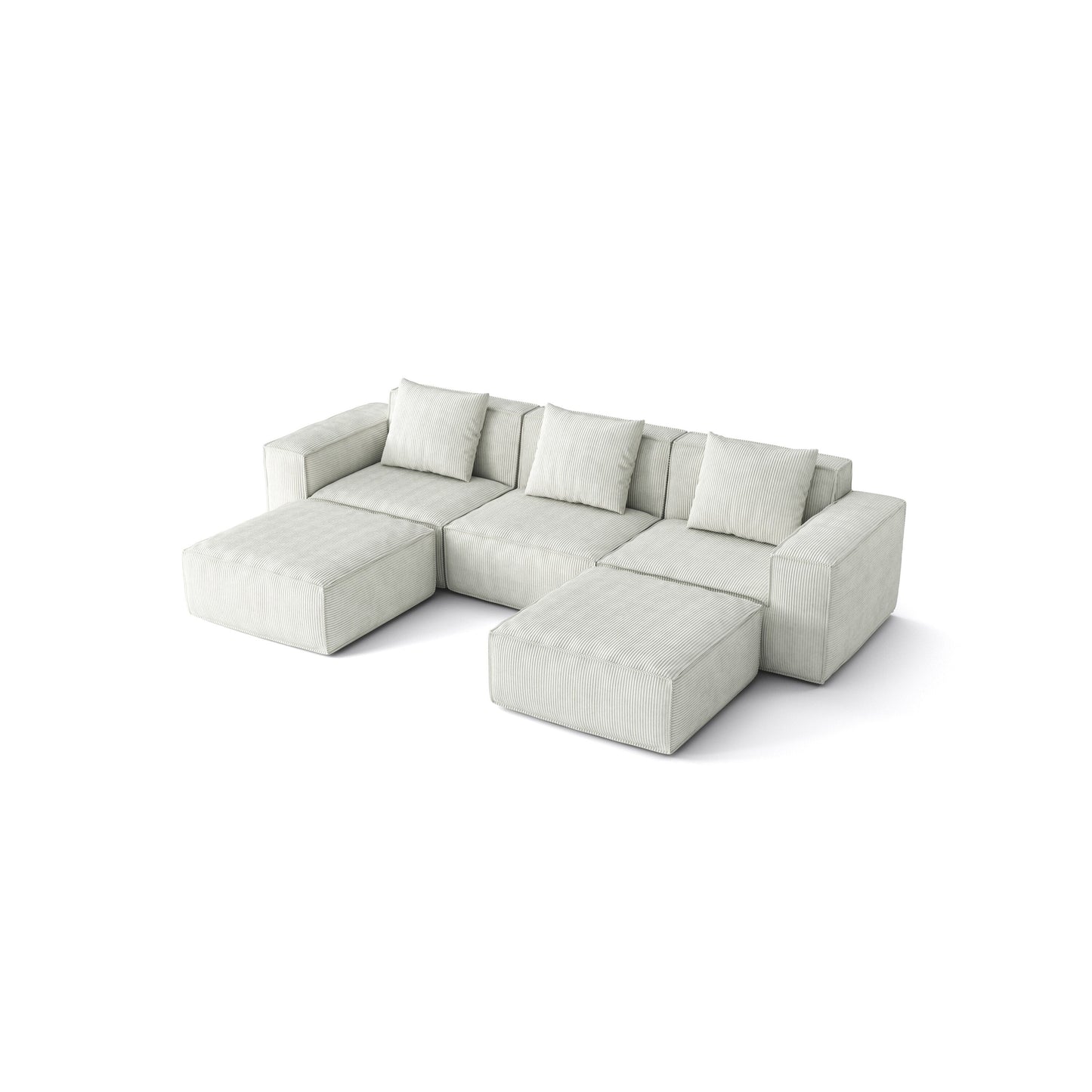 Canapé-lit convertible modulaire 3 places de 118 pouces avec repose-pieds en velours blanc nuage