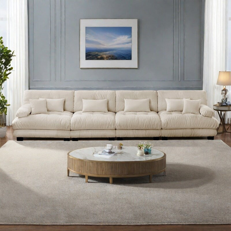 Canapé sectionnel 4 places en chenille 173.2 avec assise profonde et design modulaire