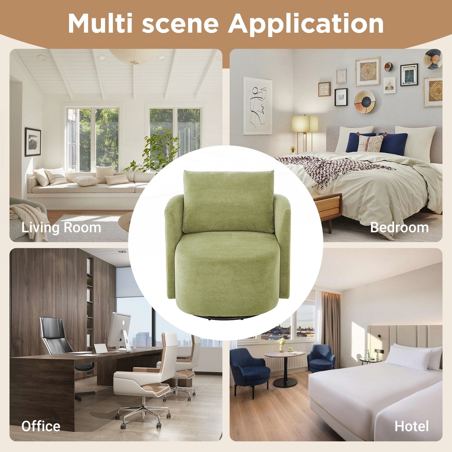 Fauteuil d'appoint en forme de tonneau de 29,9 pouces