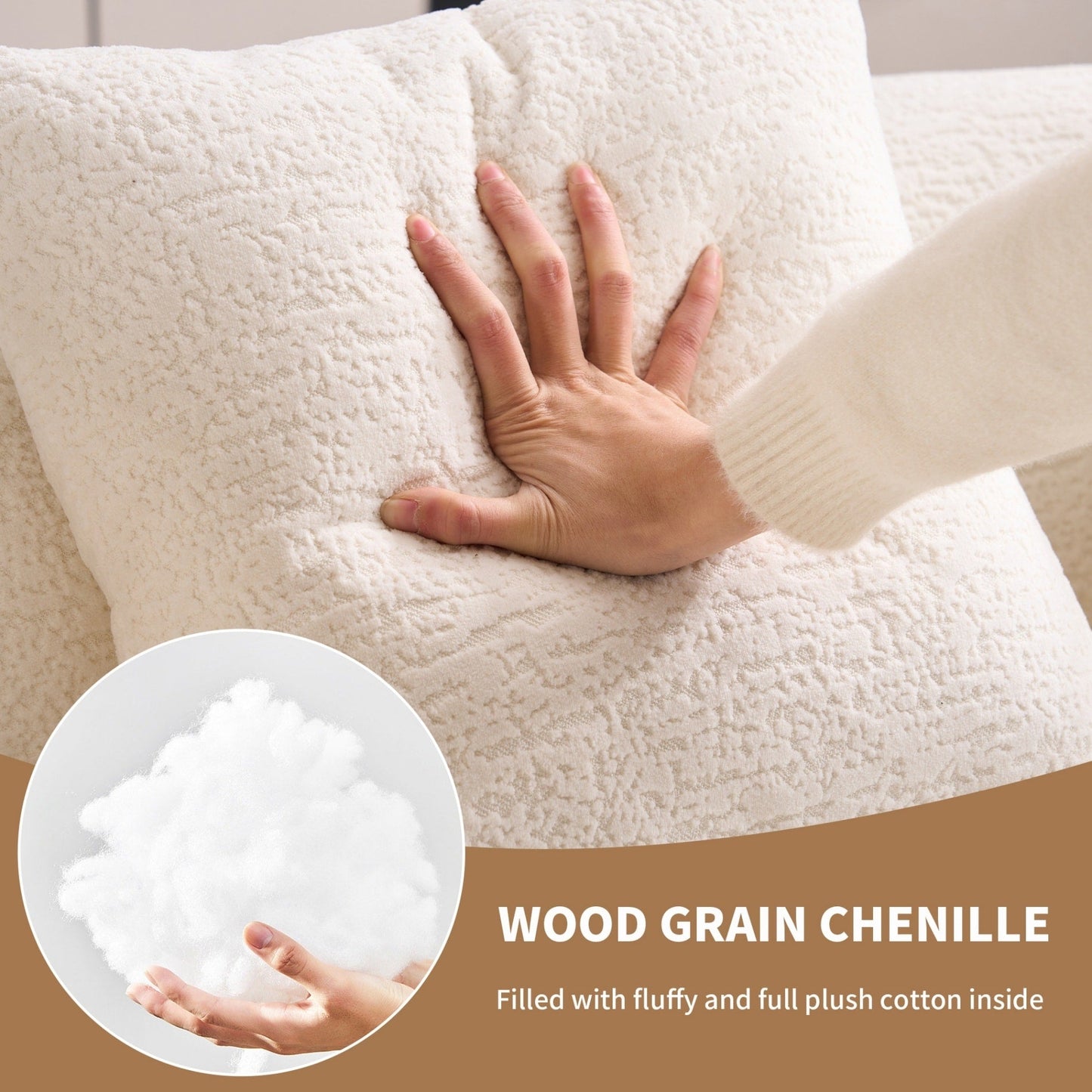 Canapé causeuse compact incurvé sans assemblage en chenille 30D avec éponge de compression complète