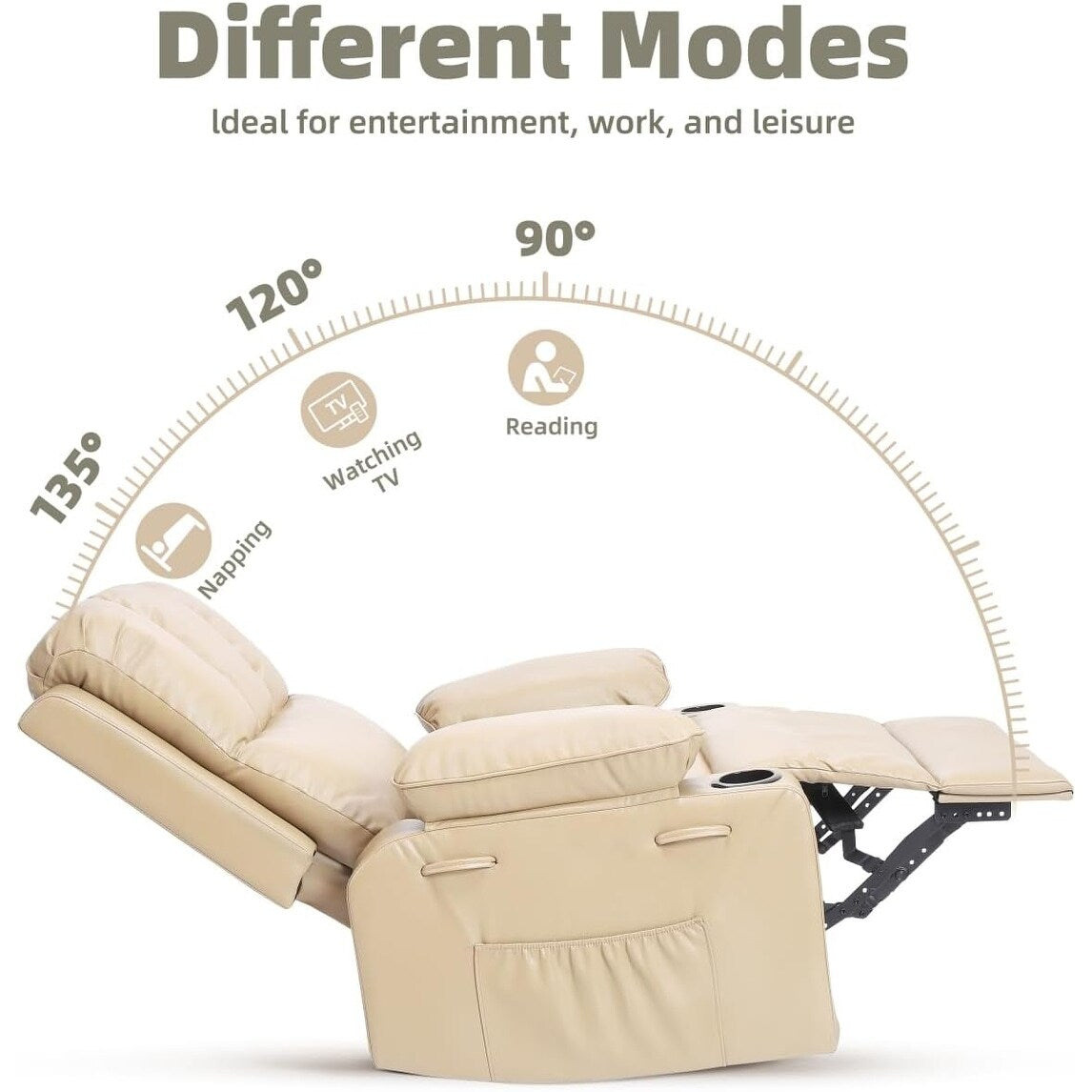 Fauteuils inclinables surdimensionnés pivotants à 360° avec chauffage et massage