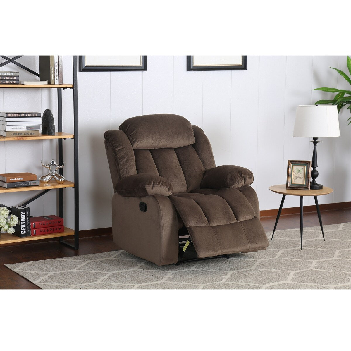 Fauteuil à bascule inclinable en tissu microsuède motif ours en peluche marron 41