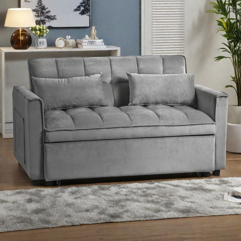 Canapé-lit convertible en velours 52,75 $ avec dossier à 3 positions et lit gigogne