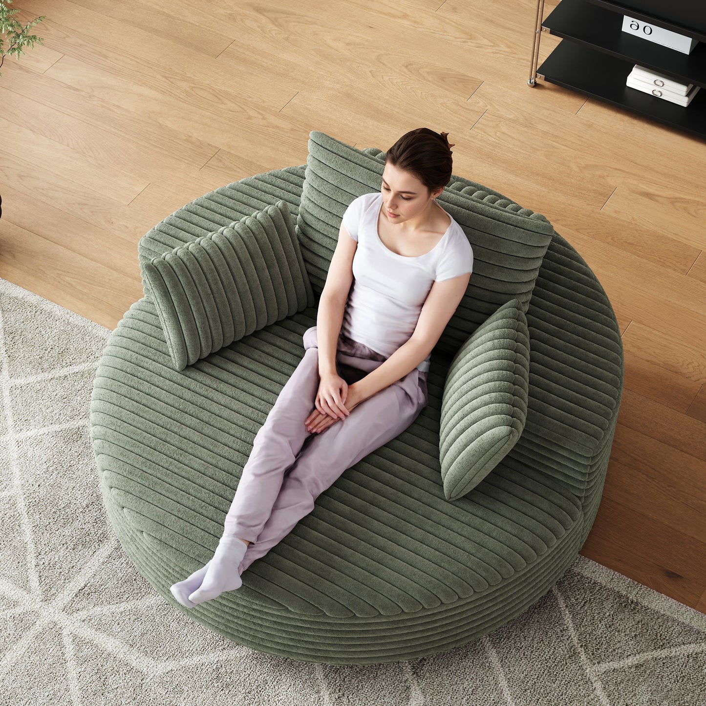 Fauteuil pivotant de luxe 55 pouces - Revêtement en chenille moelleux avec rotation à 360°, design moderne et moelleux pour salons et cinémas maison