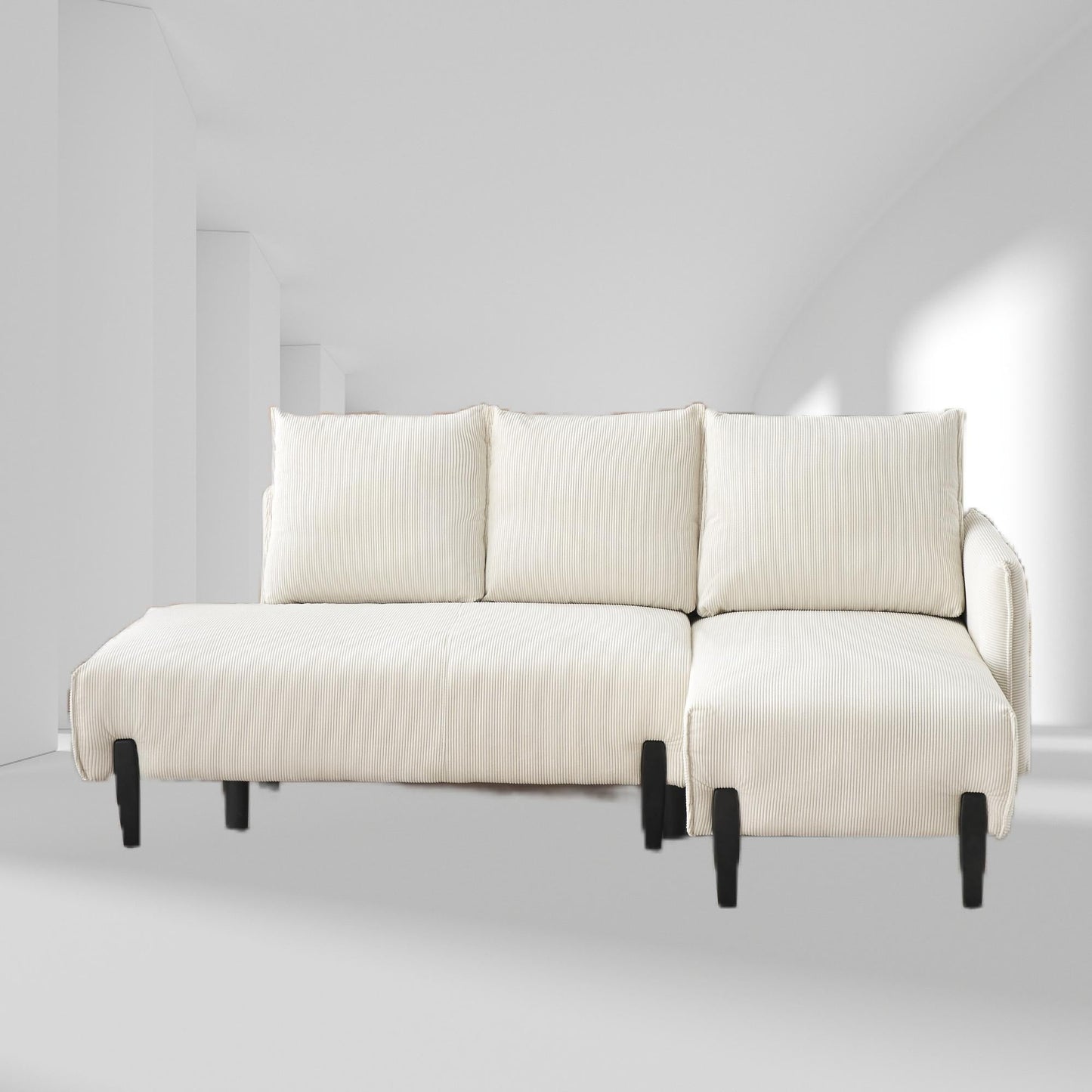 Canapé en velours de 201,5 cm – Design milieu de siècle avec 3 coussins décoratifs