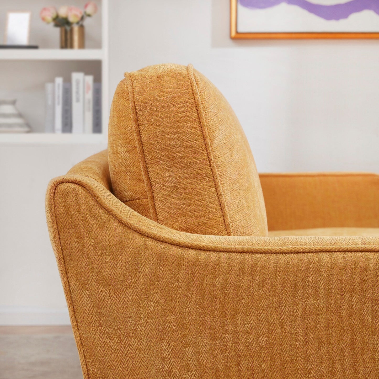 Canapé 3 places classique moderne en tissu 79,5 avec accoudoirs carrés pour salon