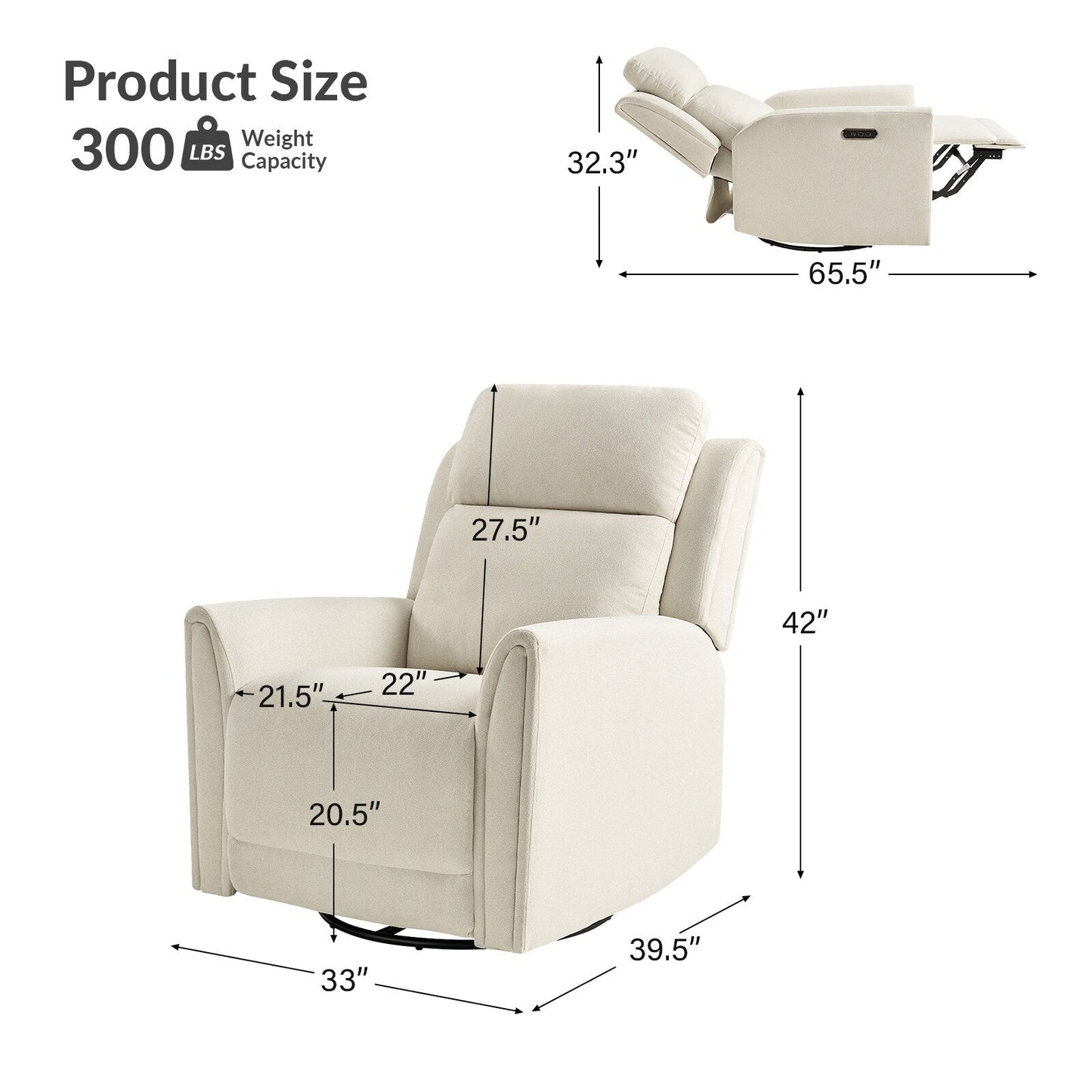 Fauteuil inclinable électrique pivotant et à bascule contemporain Amin avec appui-tête par HULALA HOME