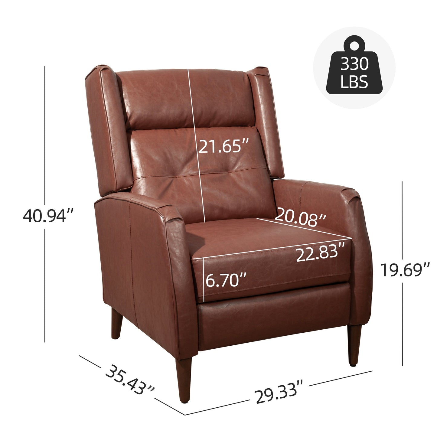 Fauteuil inclinable Art Leon du milieu du siècle, chaise longue avec cadre en bois