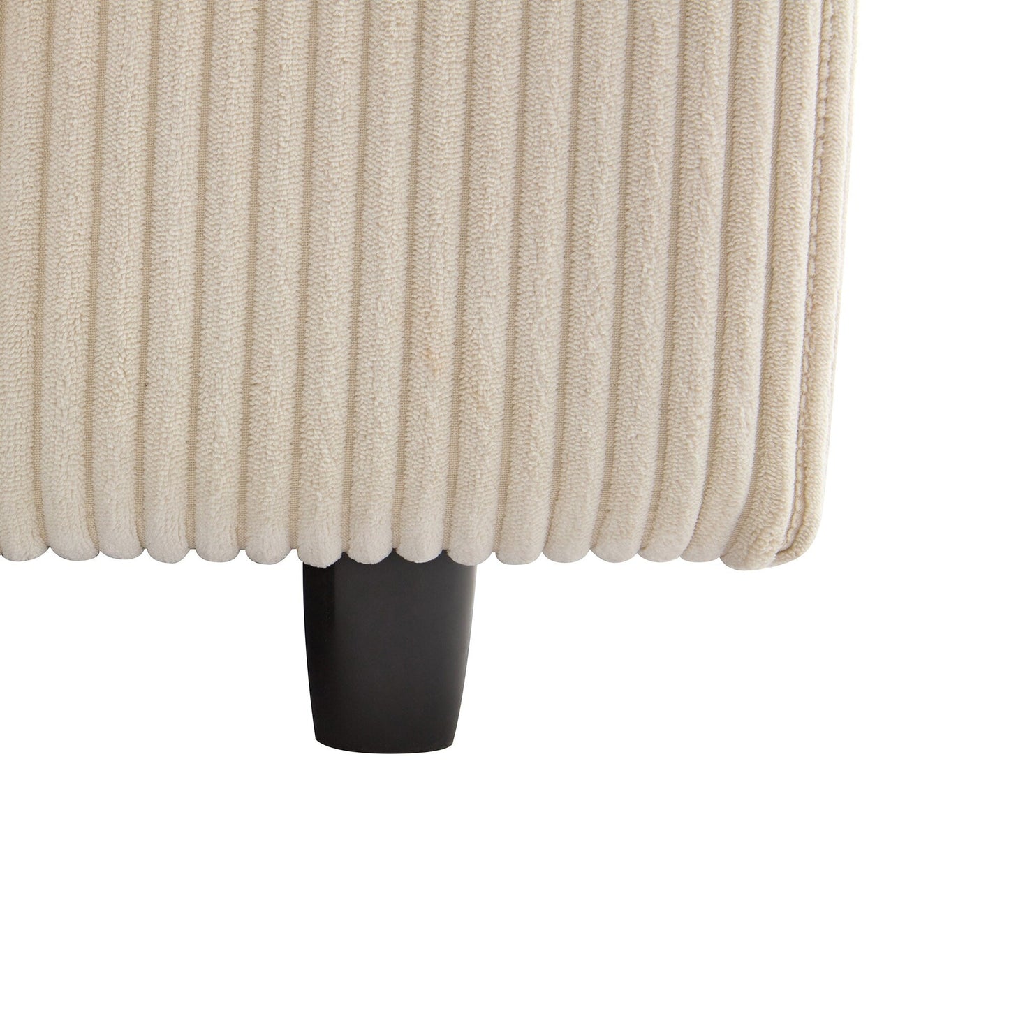 Canapé 3 places rembourré en velours côtelé beige avec coussins amovibles