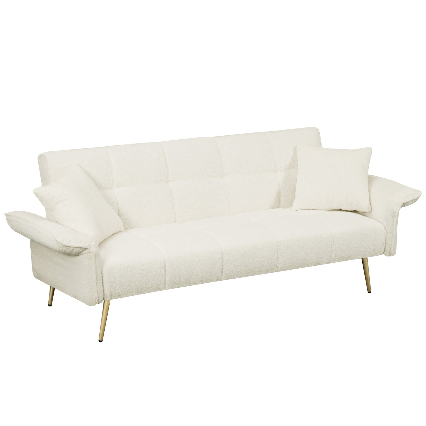 Canapé-lit futon convertible en polaire beige
