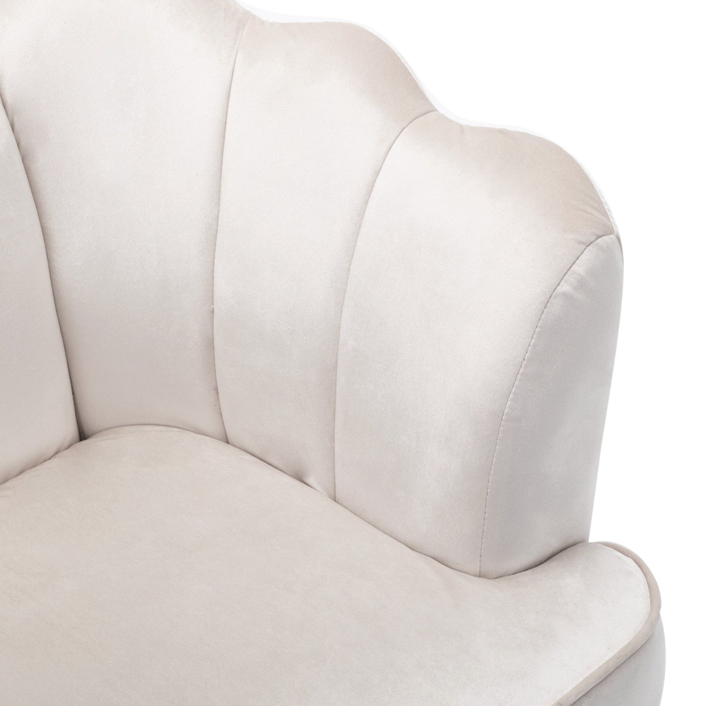 Canapé 3 places en velours beige avec surpiqûres et pieds en métal