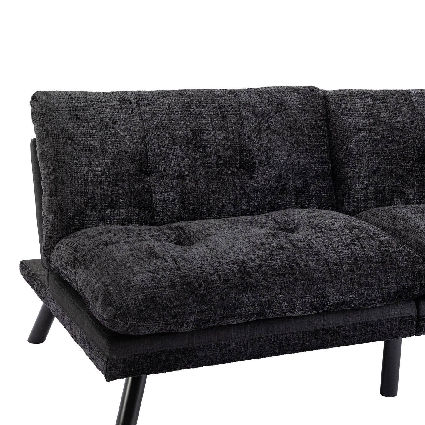 Canapé-lit futon convertible en chenille noire