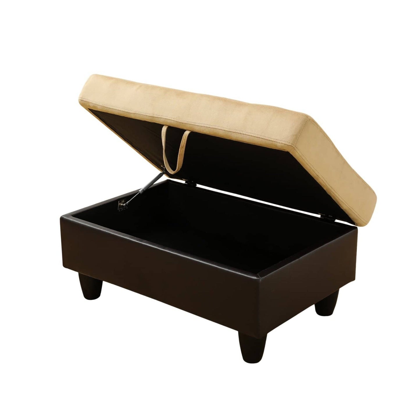 Pouf de rangement en similicuir noir