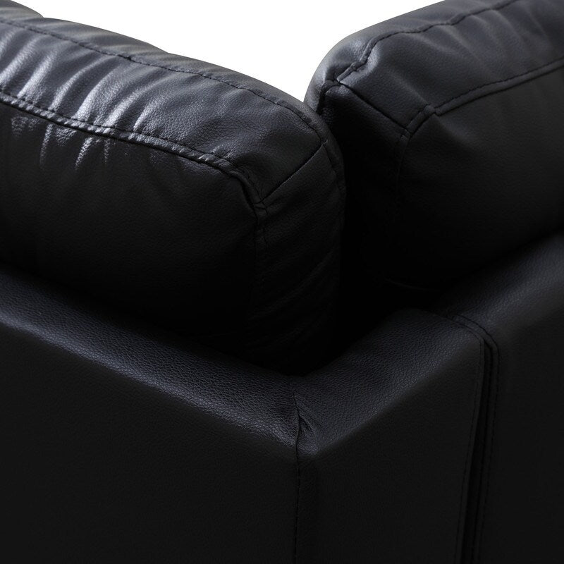 Ensemble de canapés 3 pièces en similicuir noir et cuir synthétique