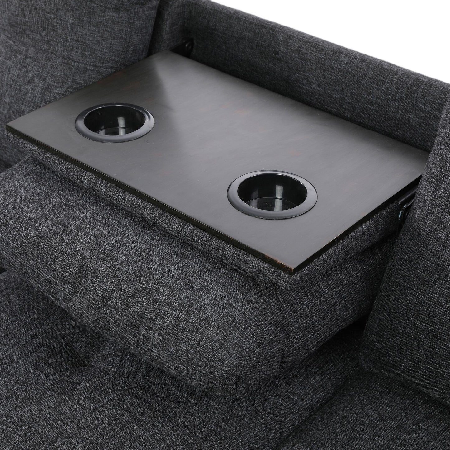 Ensemble de salon 3 pièces en lin noir et gris