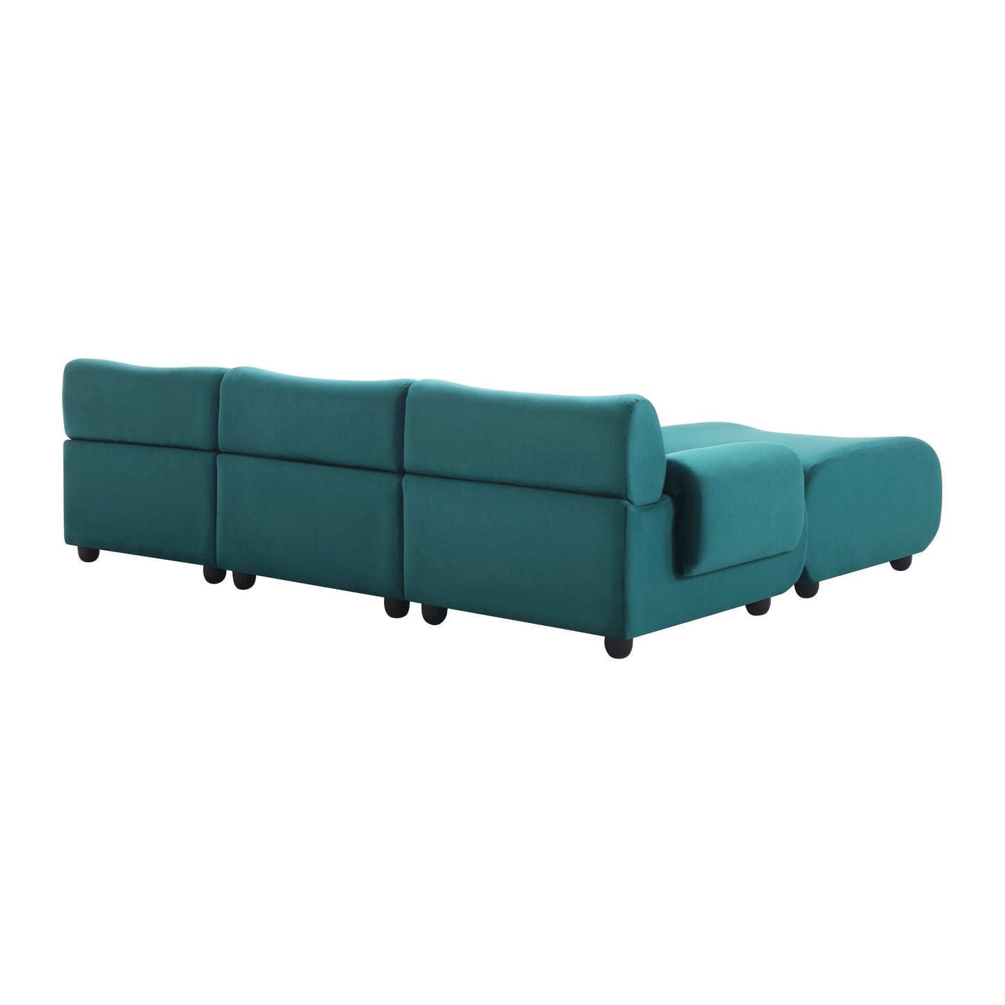 Canapé convertible en L en tissu bleu 105 avec pouf