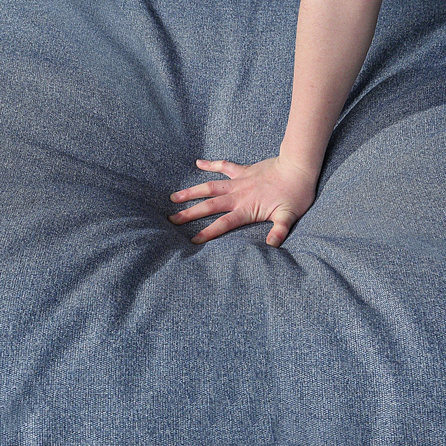 Canapé modulable 4 places en lin bleu moderne 155,9 avec coussins pour salon