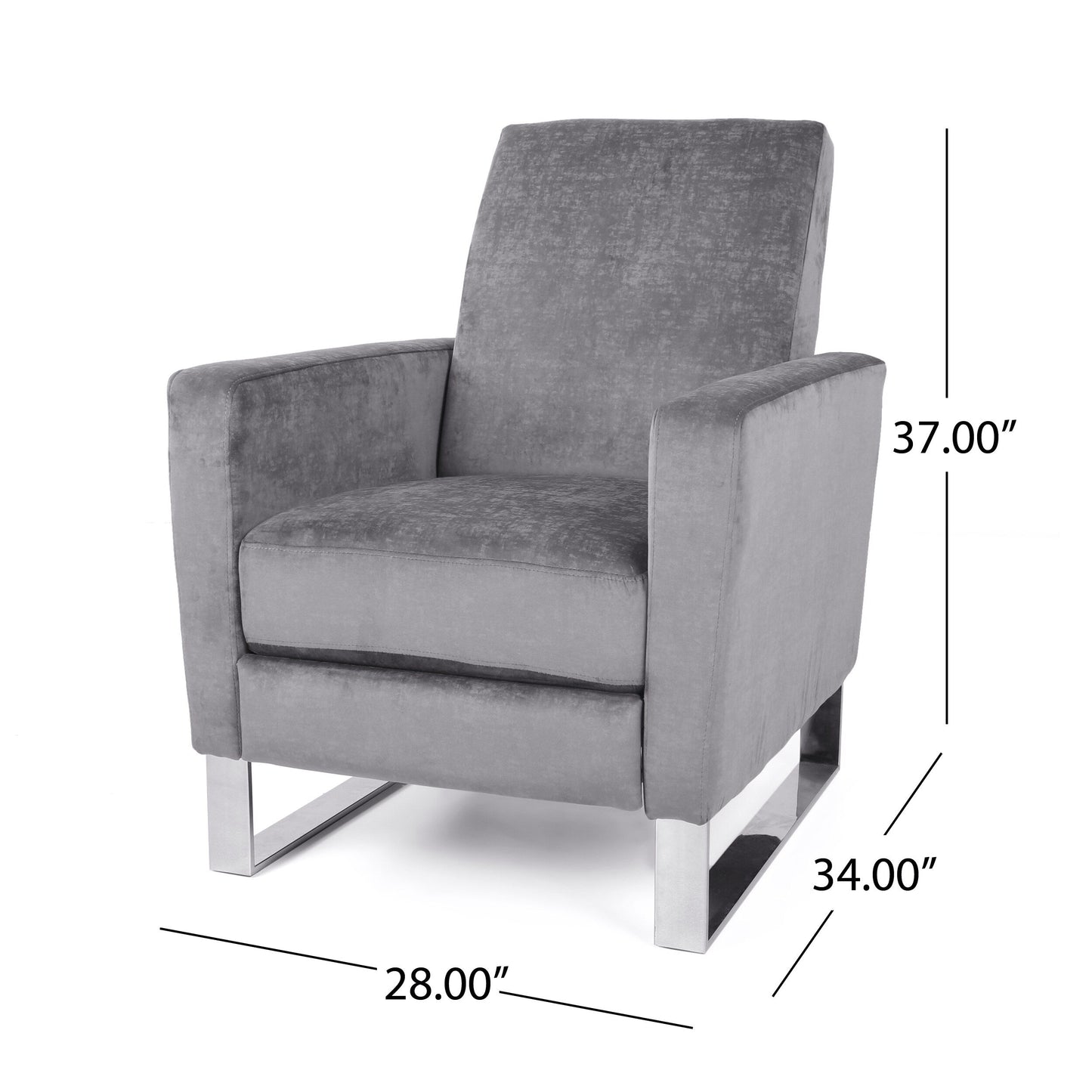 Fauteuil inclinable Brightwood à dossier haut et pieds en acier inoxydable par Christopher Knight Home
