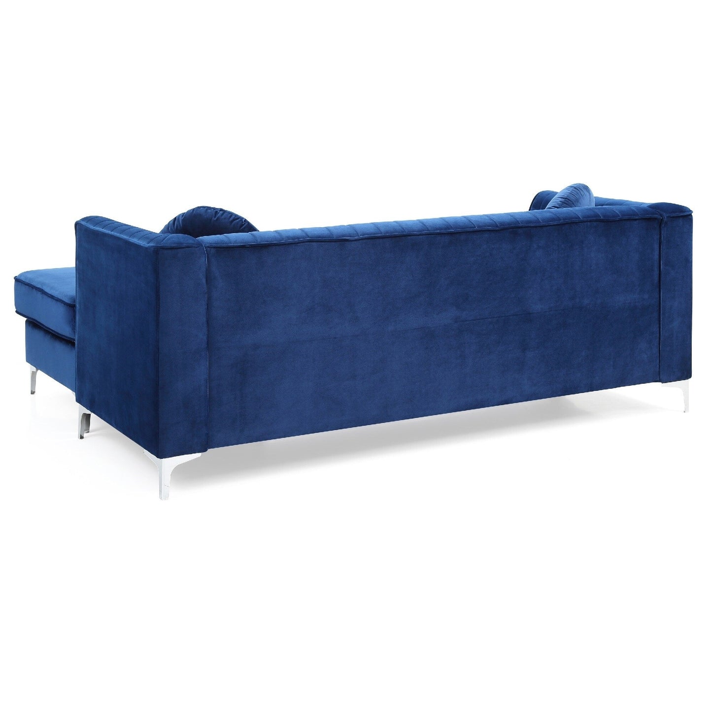 Canapé sectionnel en L en velours capitonné avec coussins décoratifs - 87 - Bleu