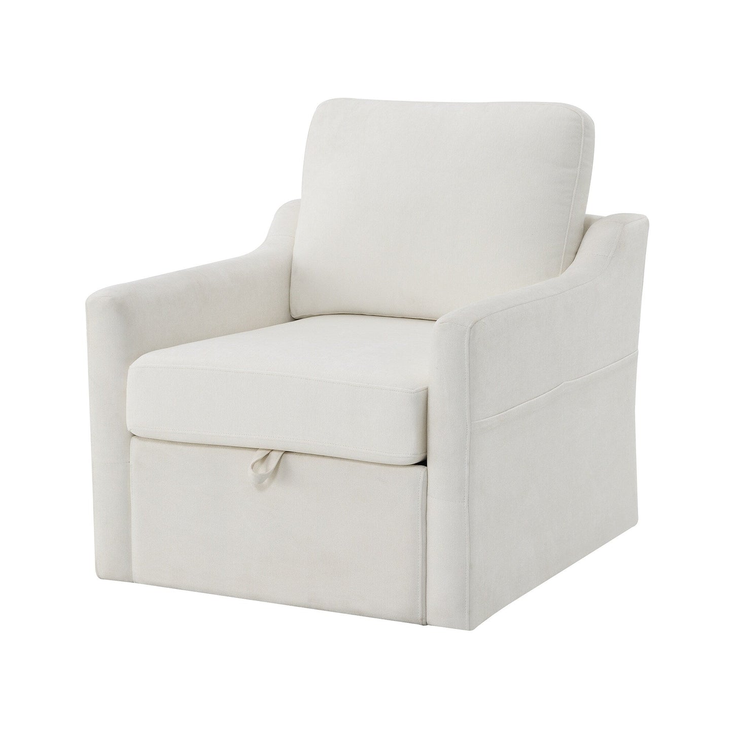 Fauteuil d'appoint pivotant en chenille - Fauteuil de chargement USB/Type-C avec poche pour livre pour salon et chambre