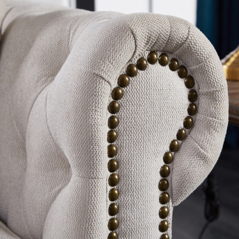 Canapé Chesterfield en tissu lin