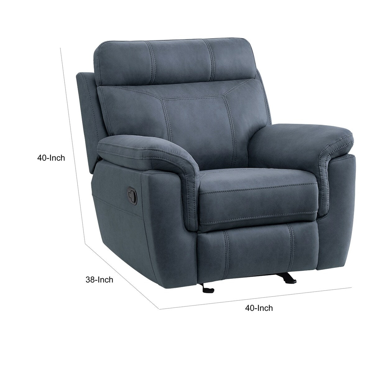 Fauteuil d'appoint inclinable manuel Clif 97 cm, microfibre bleue, bois