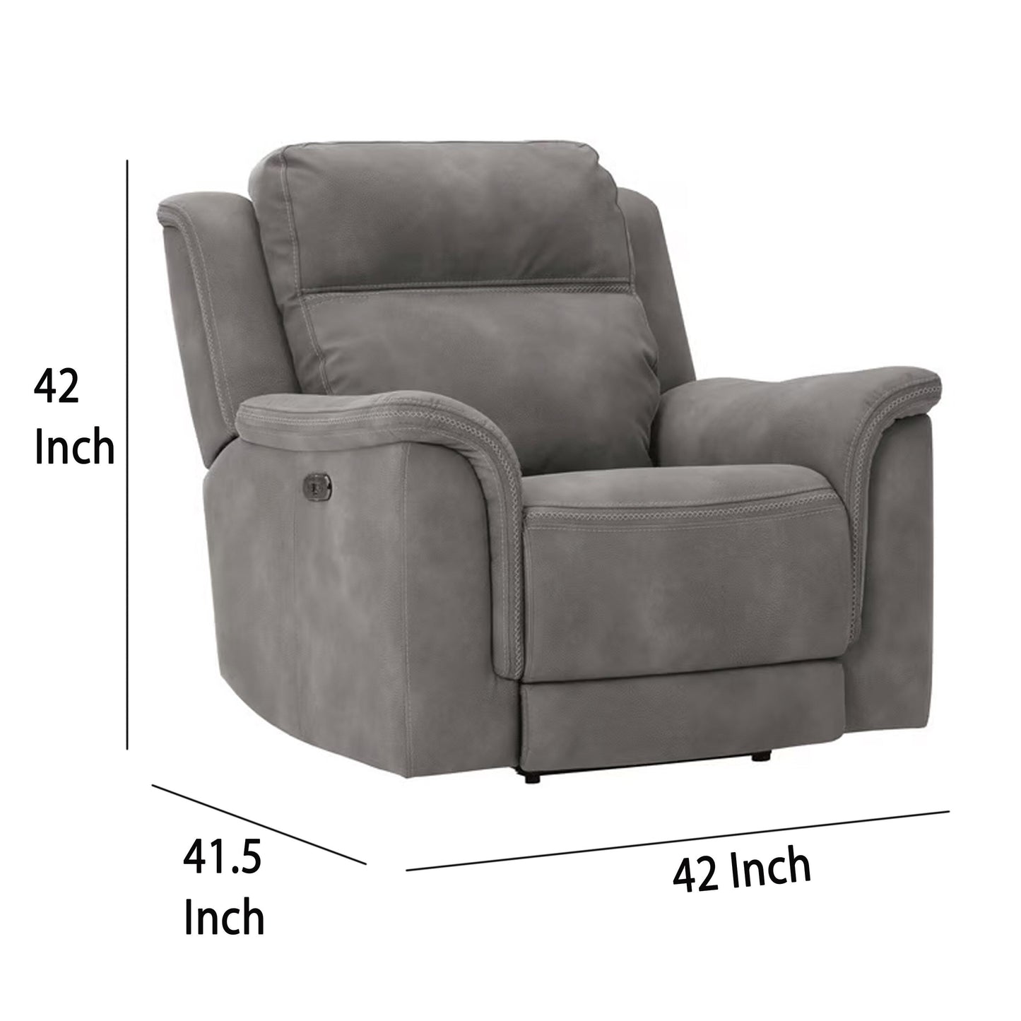 Fauteuil inclinable électrique Corbin, zéro tirage USB, similicuir gris ardoise