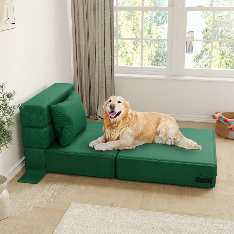 Canapés sectionnels convertibles et pliables en velours côtelé à compression (ensemble de 3)