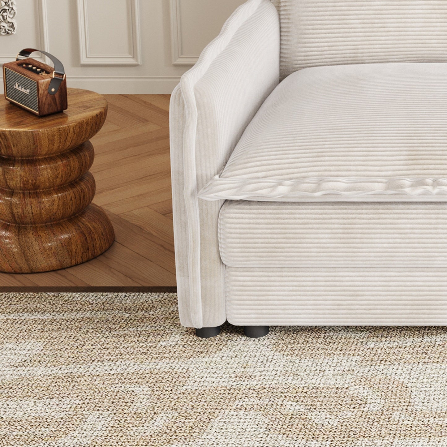 Canapé causeuse en velours côtelé pour salon, canapé 2 places rembourré de grande taille avec assise profonde et 2 oreillers