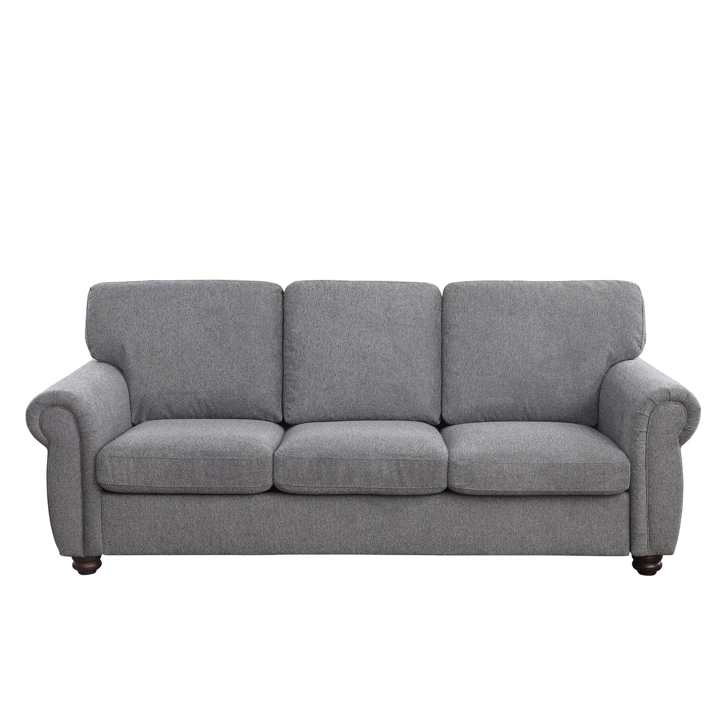 Canapé 3 places en chenille douce gris foncé avec structure en bois massif - 34,40 x 84,60 x 33,85