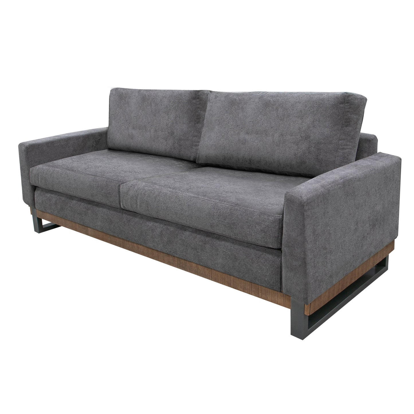 Canapé dôme avec 2 coussins décoratifs, 86 pouces, pin massif, polyester gris