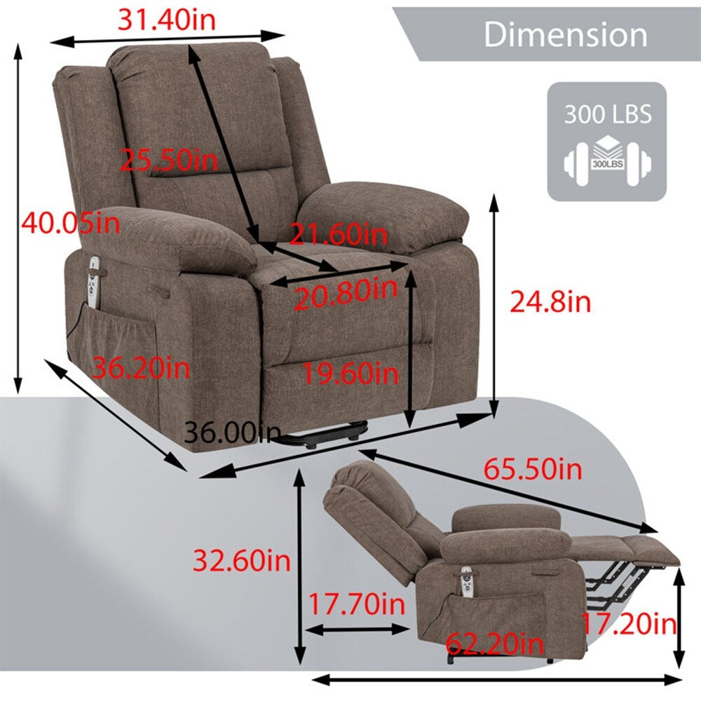 Fauteuil inclinable électrique de massage, levage multifonction, minuterie