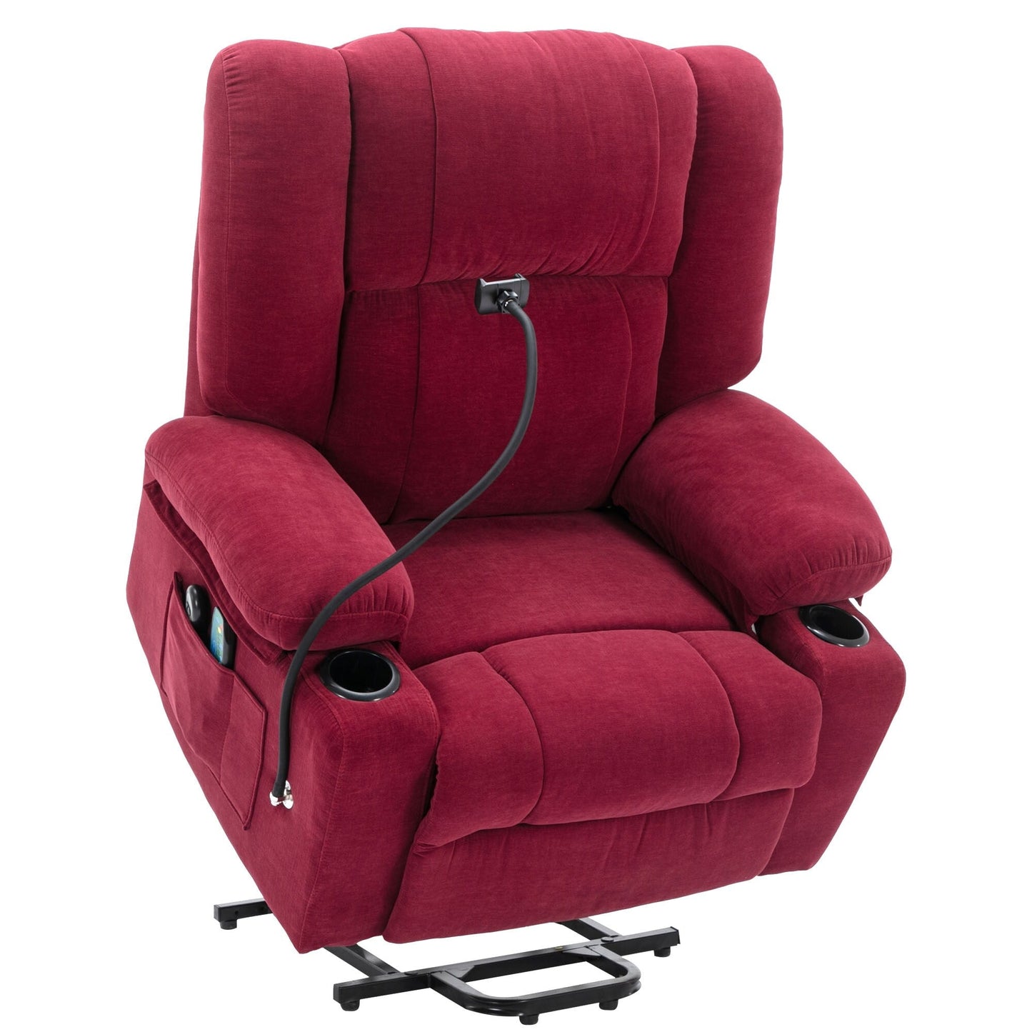 Fauteuil inclinable électrique avec massage, chauffage, porte-gobelets et pivot