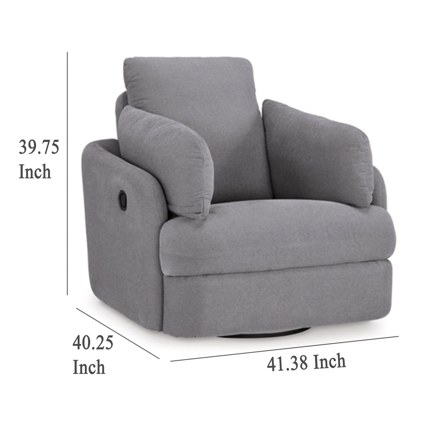 Fauteuil inclinable pivotant manuel Emmett, polyester gris, 2 coussins