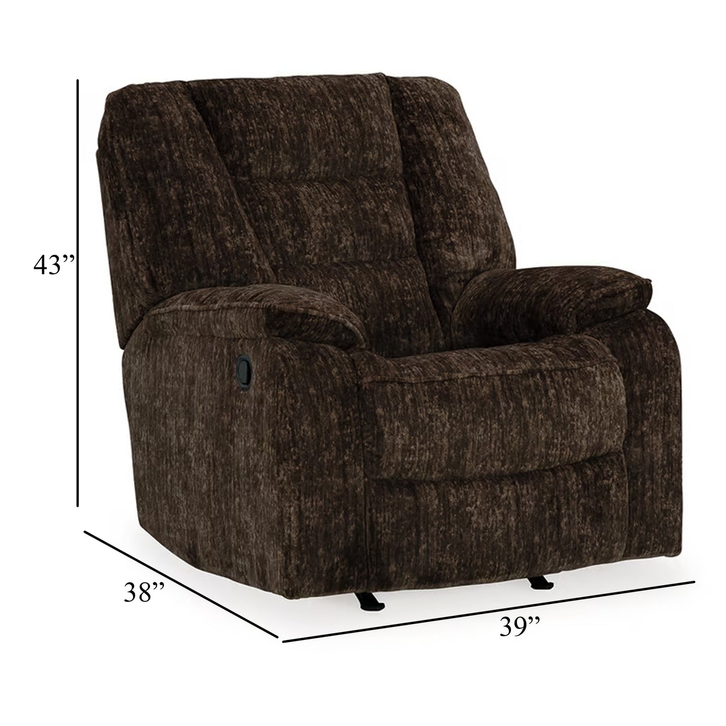 Fauteuil inclinable à bascule manuel Enzo, mousse, polyester marron chocolat