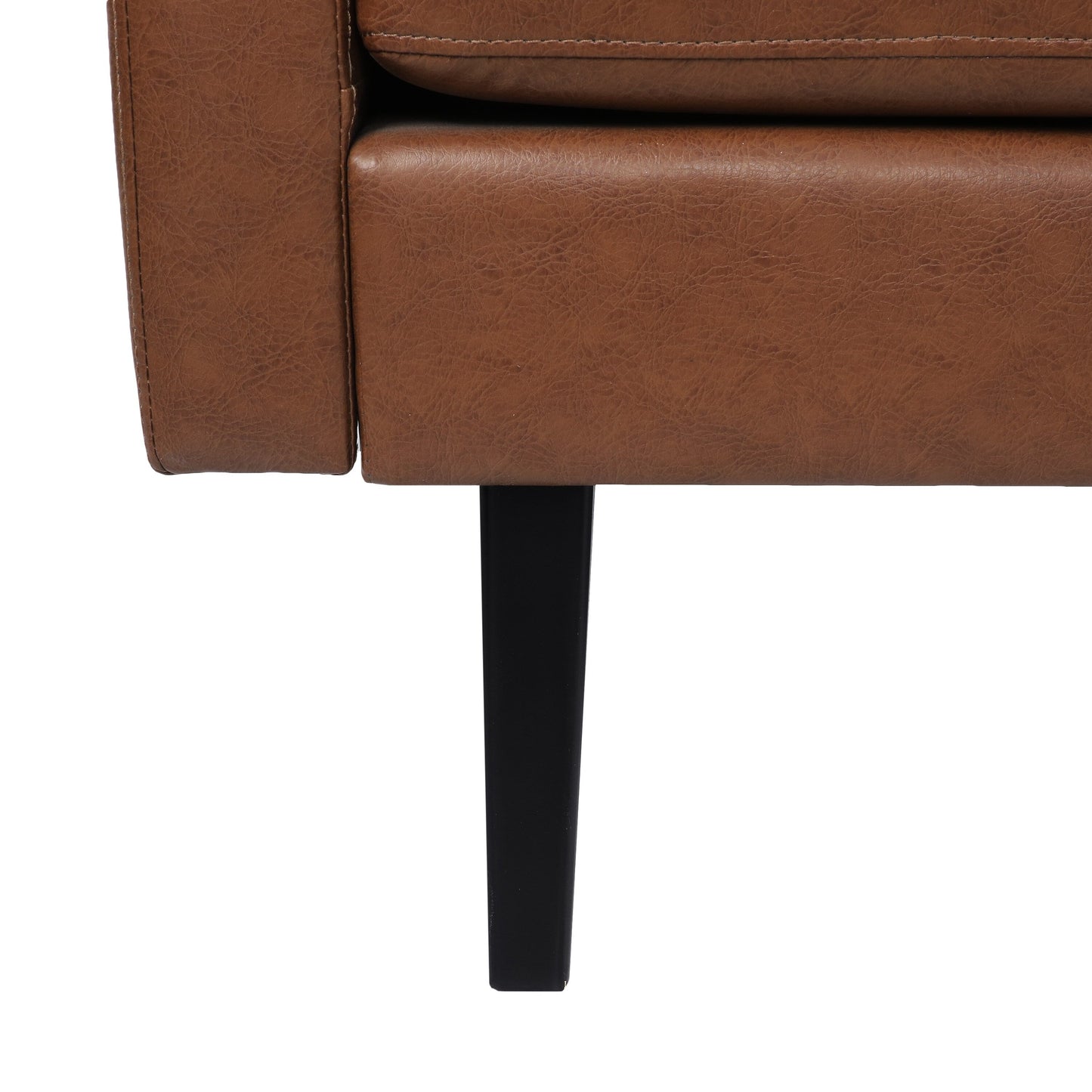 Canapé 3 places en similicuir avec pieds en bois de bouleau