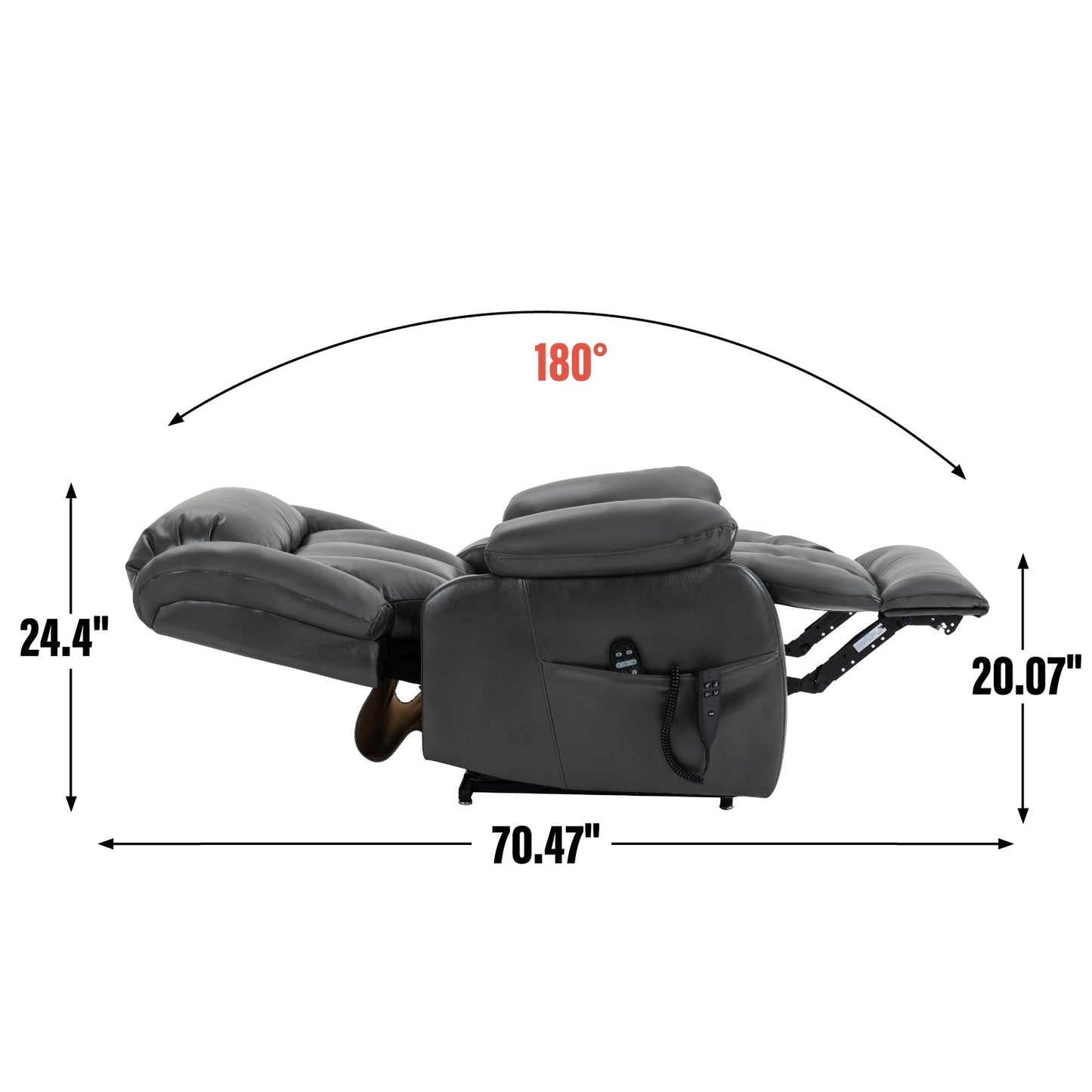 Fauteuil inclinable électrique en similicuir avec massage et chauffage lombaire