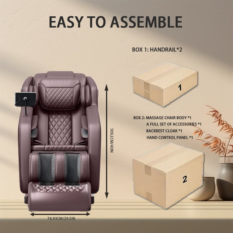 Fauteuil de massage complet du corps, fauteuil inclinable à gravité zéro, massage par thermothérapie, système de massage à air et techniques de shiatsu et de pétrissage