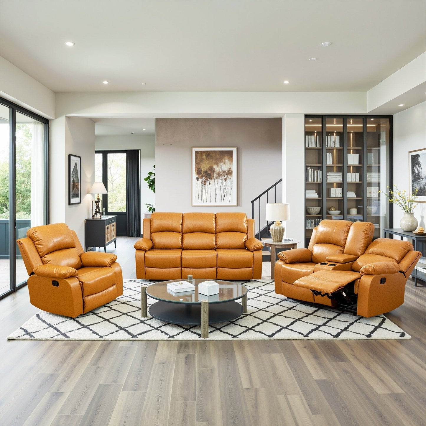 Ensemble de canapés de salon 3 pièces Ginger semi-PU et PVC