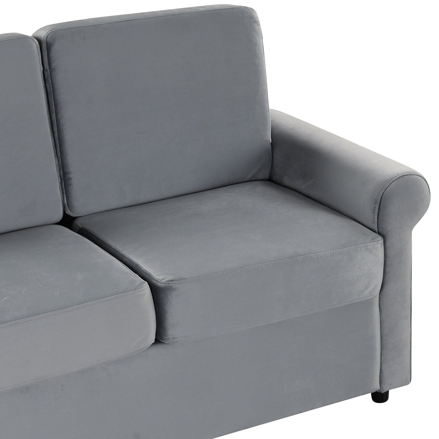 Canapé-lit gigogne en velours gris avec surmatelas et ports USB