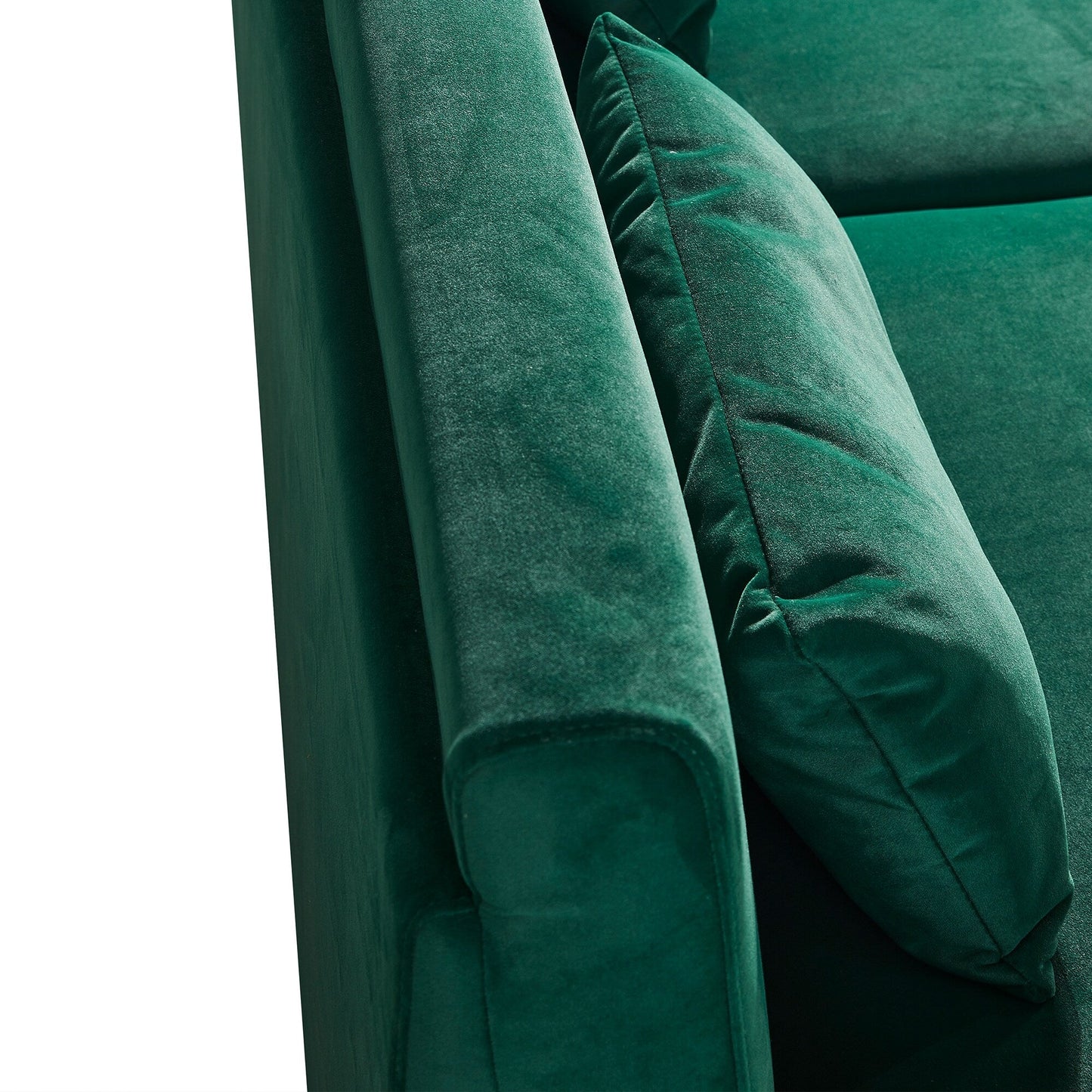 Canapé causeuse moderne vert 85,44 po, rembourré en velours, pieds et coussins dorés, pour le salon