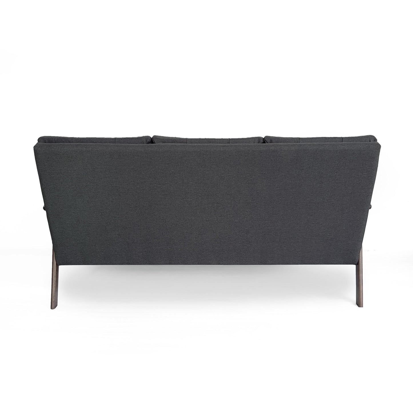 Canapé 3 places gris de 65,6 pouces de style milieu de siècle avec capitonnage à points gaufrés, pieds en bois d'hévéa et design décoratif