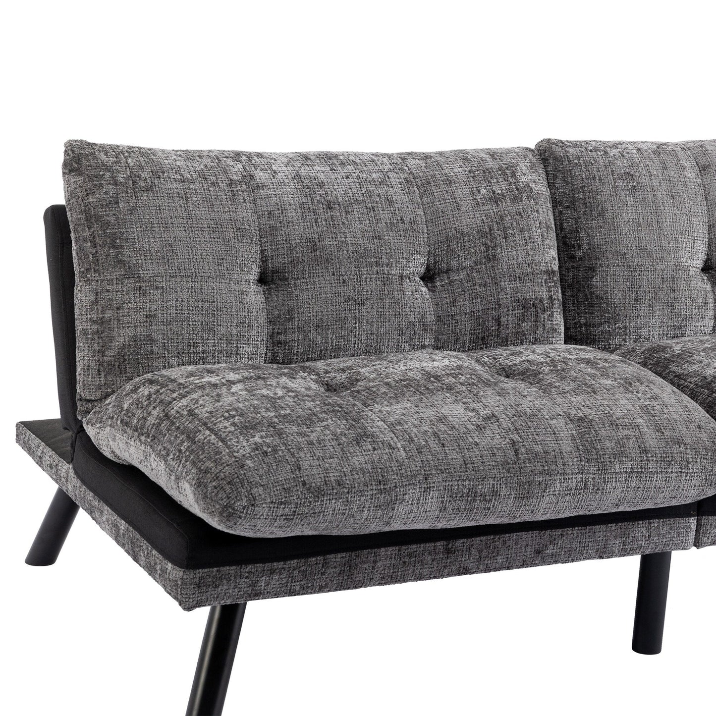 Canapé-lit futon convertible gris 75,6 en chenille avec pieds en métal pour le salon