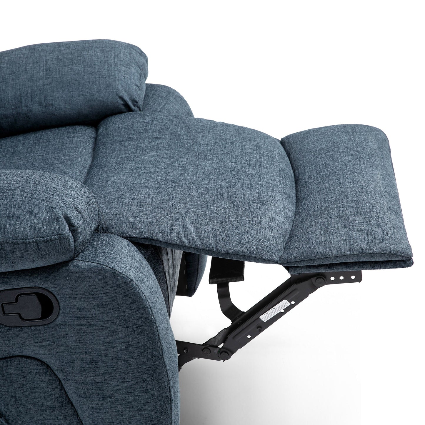 Fauteuil de massage inclinable gris capitonné avec chauffage, télécommande et inclinaison manuelle - 5 modes de massage, poche latérale