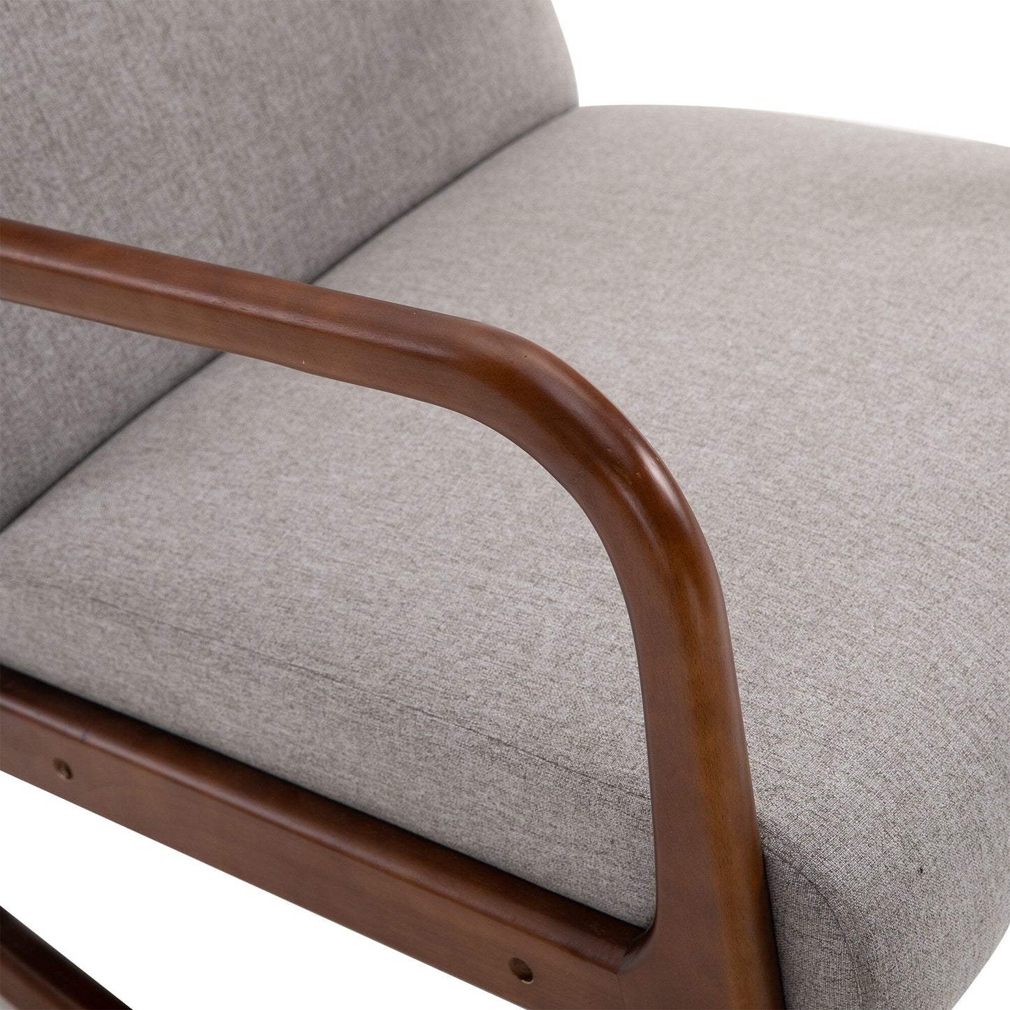 Fauteuil à bascule HOMCOM avec base en bois courbé, fauteuil à bascule en tissu avec assise rembourrée Meubles de maison Chambre Salon Détente