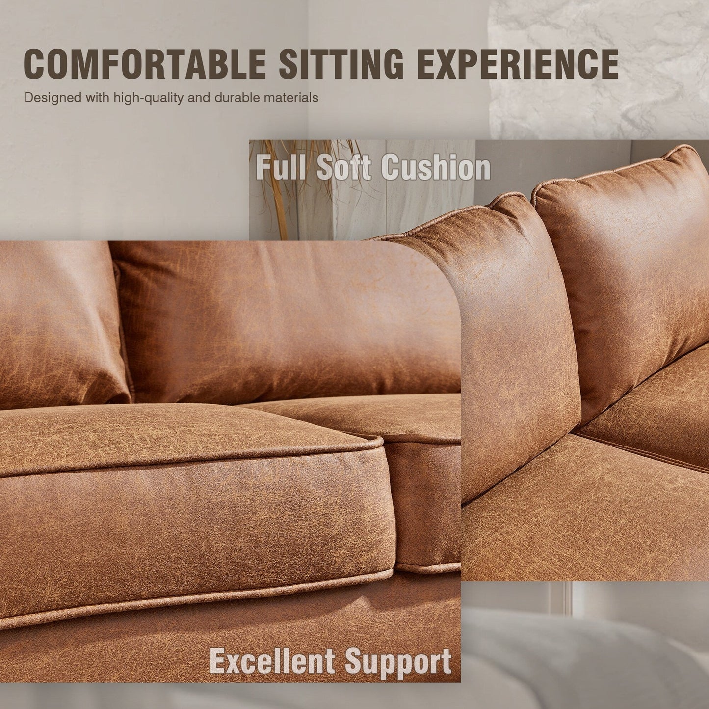 HOOOWOOO Meubles de salon Canapé en daim du milieu du siècle avec chaise longue