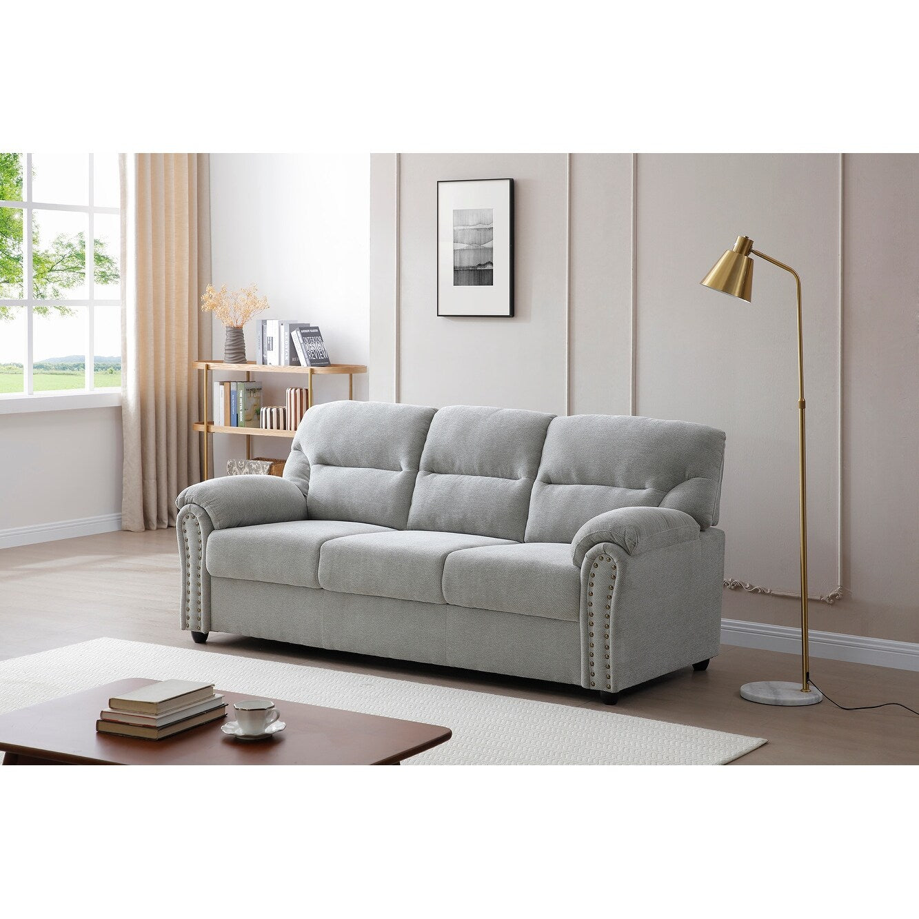 Canapé droit Hamilton en polyester avec accoudoirs coussinés de 82 po